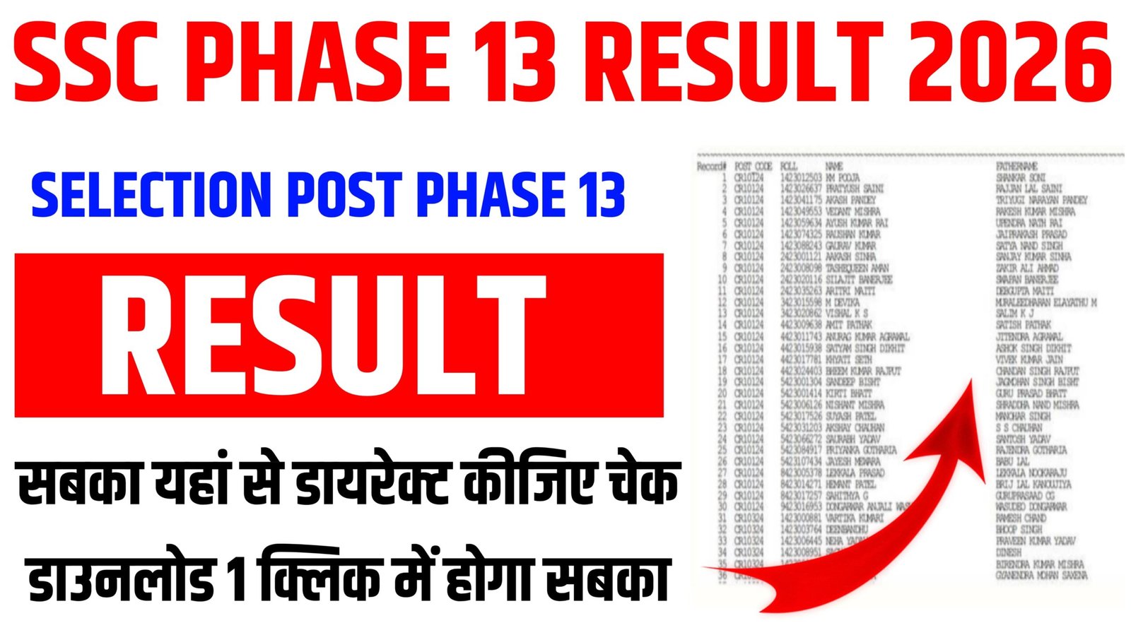 SSC Selection Post Phase 13 Result 2026 : Phase 13 का रिजल्ट इस प्रकार करें डाउनलोड!