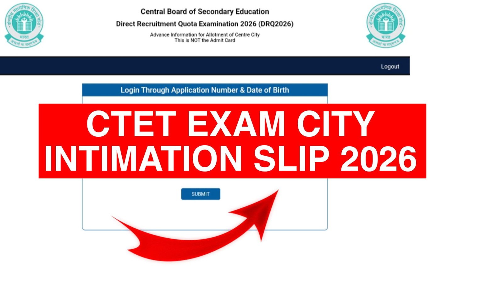 CTET Exam City Intimation Slip 2026