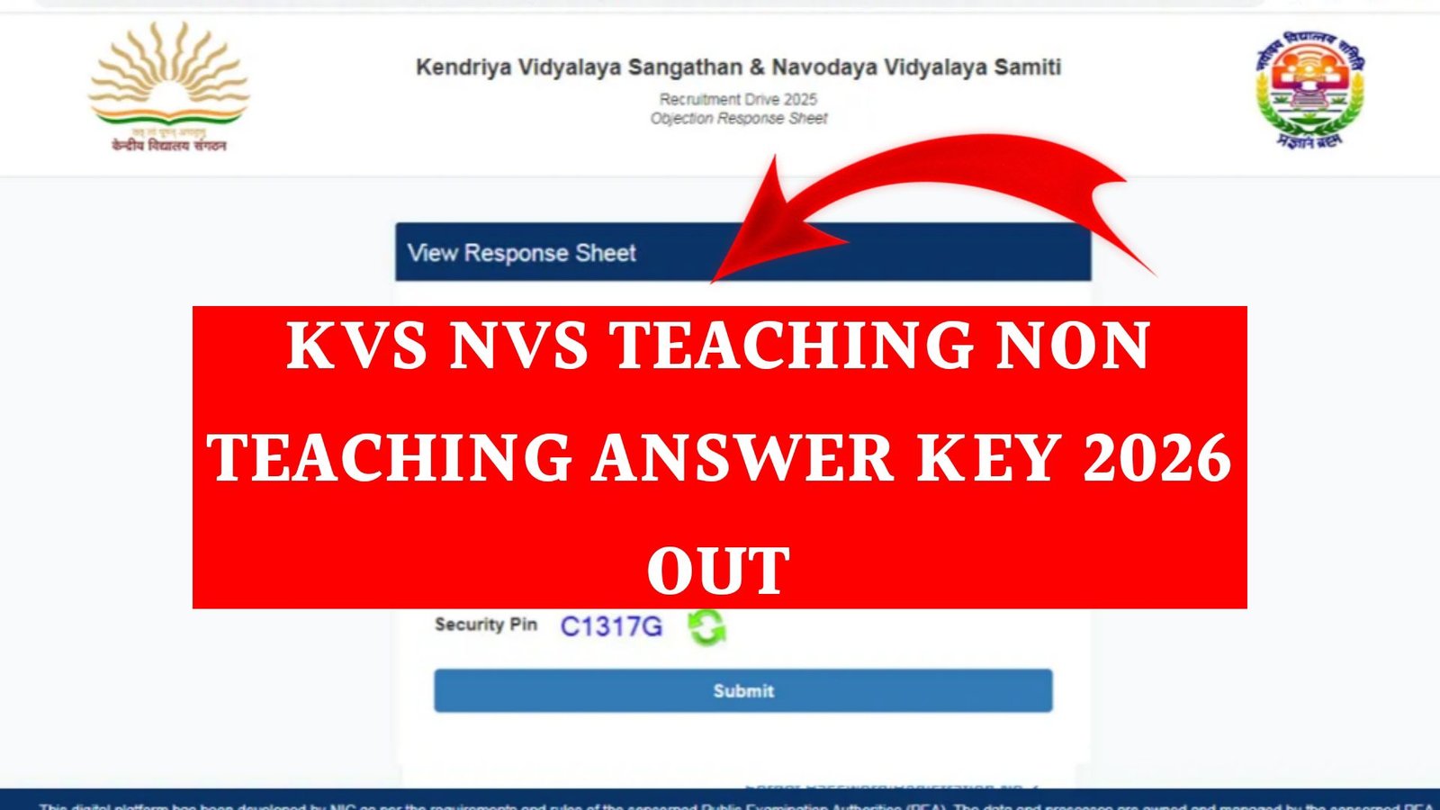 KVS NVS Teaching & Non Teaching Answer Key 2026