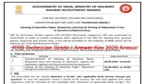 RRB Technician Grade-I Answer Key 2026