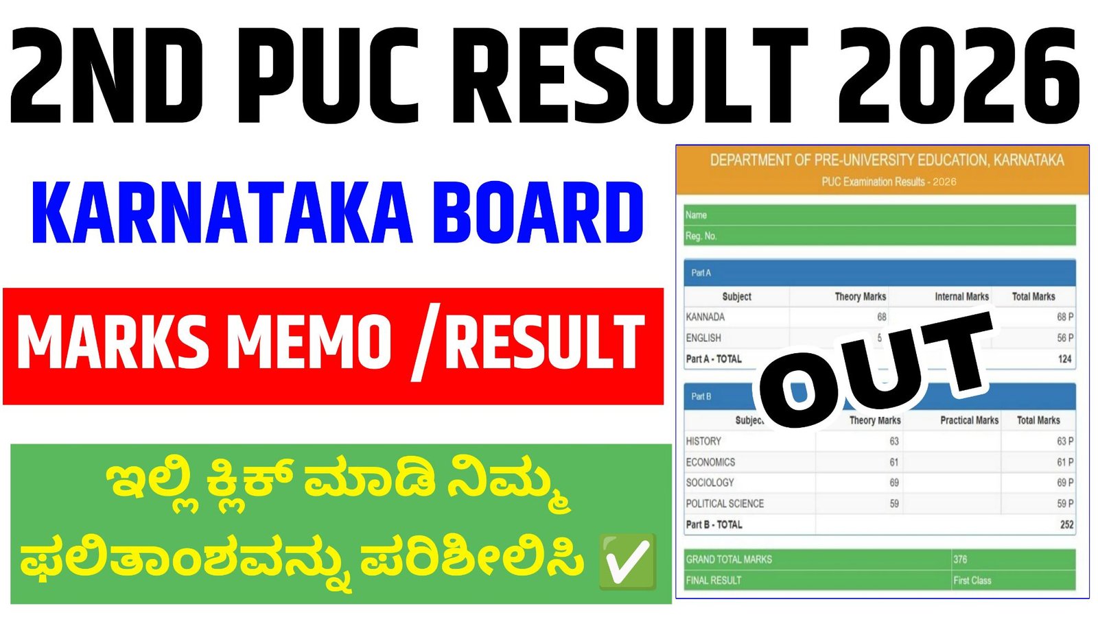 2nd PUC Result 2026 Karnataka