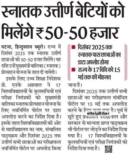 Bihar Graduation Pass Scholarship Student List 2026