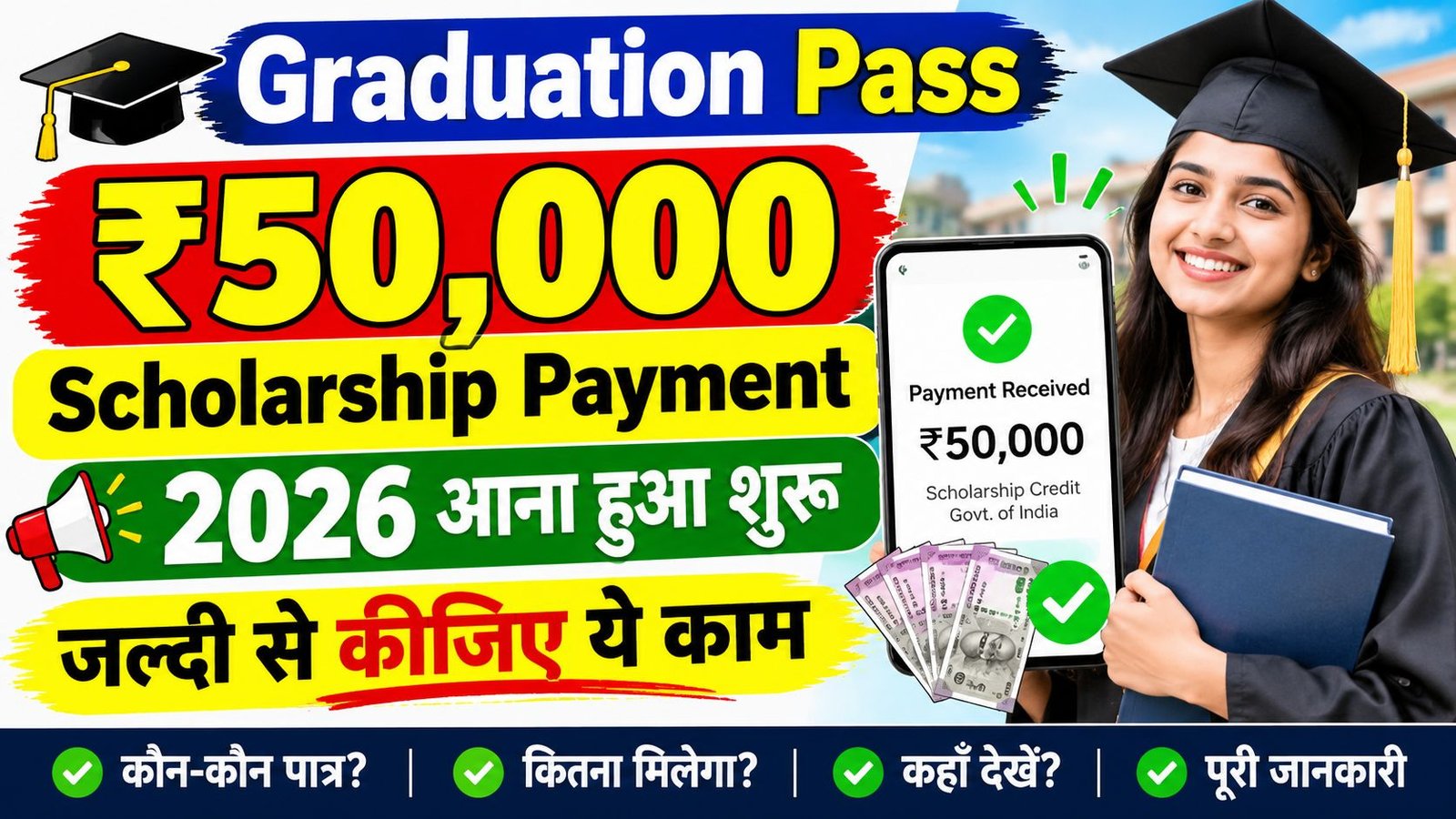Graduation Pass ₹50,000 Scholarship Payment 2026